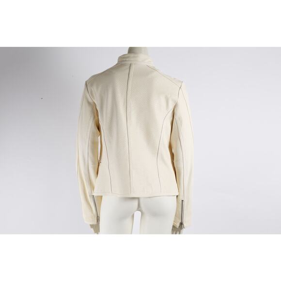 D2K Cream Perforated Leather Cream White Jacket Size M - Picture 4 of 10
